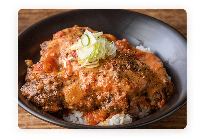 トロトロ煮豚のトマトチーズ豚丼